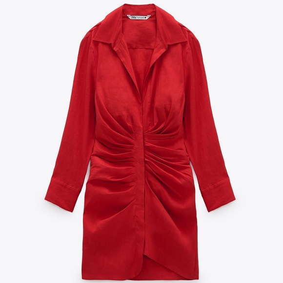 ZARA Draped Linen Blend Mini Dress - Picture 8 of 9